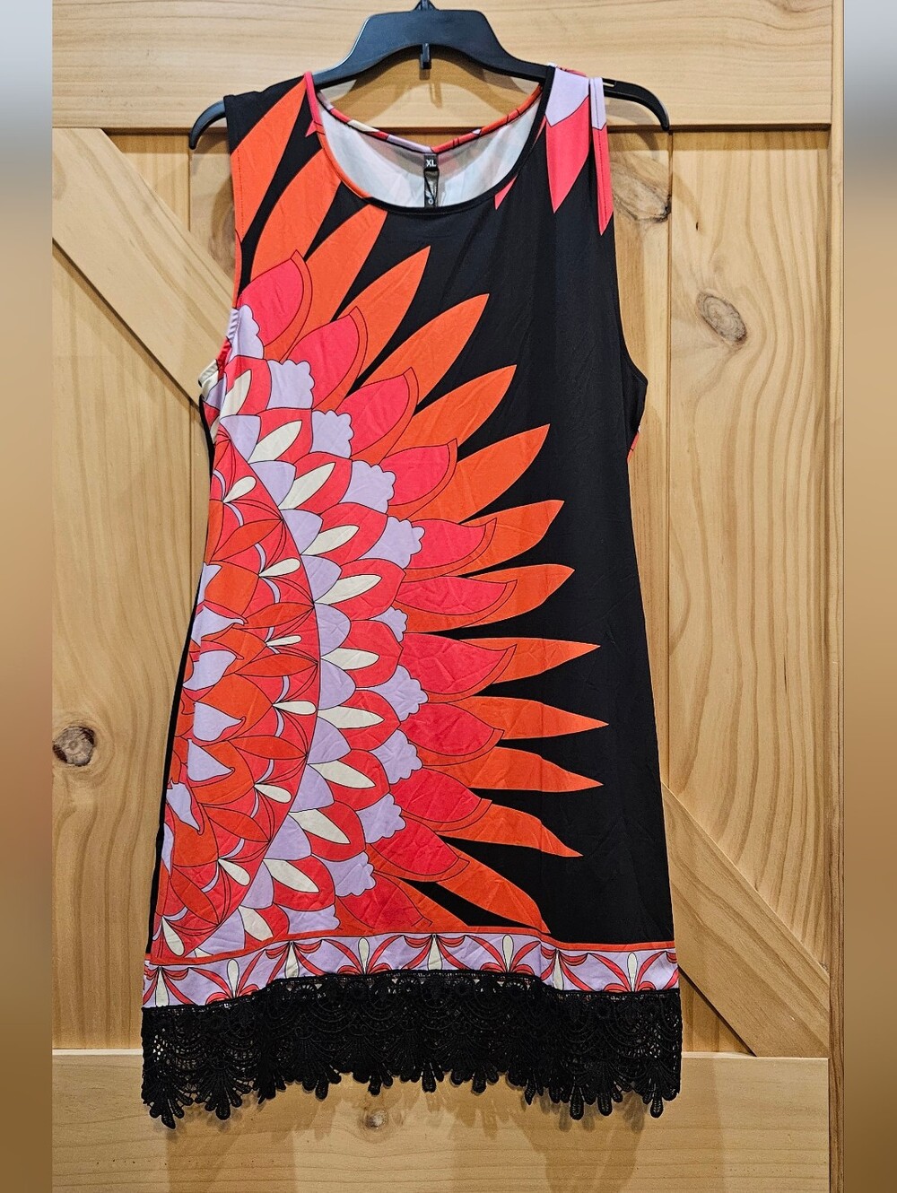 NWT | White Mark Lace Trim Colorful Sleeveless Dress | XL